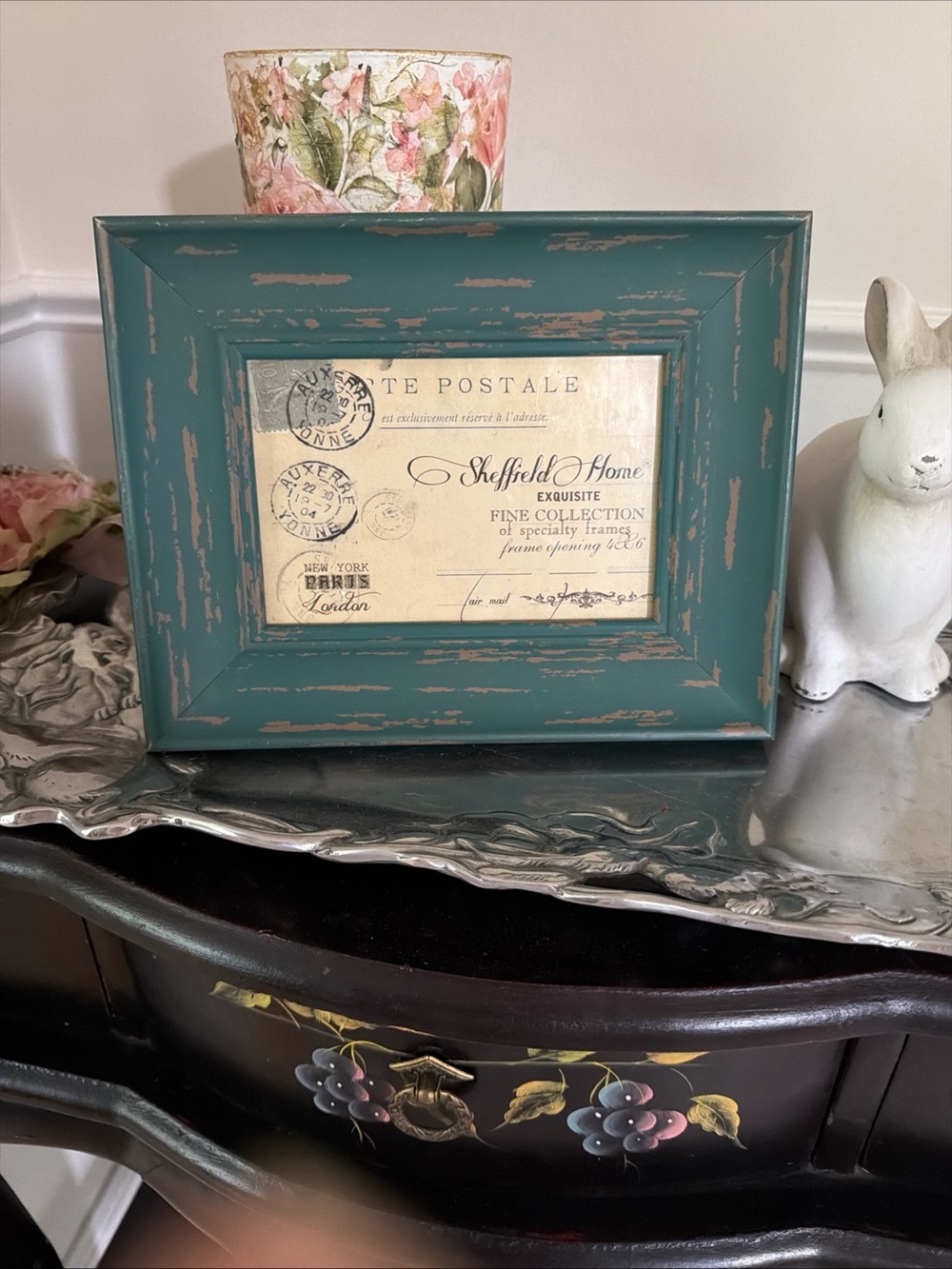 Sheffield Home Teal Distressed Wood Frame with Rustic Finish 9x 7